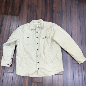 Red Head Fleece Sherpa Lined Jacket Shirt Sz LT Mens Tan Canvas Cotton